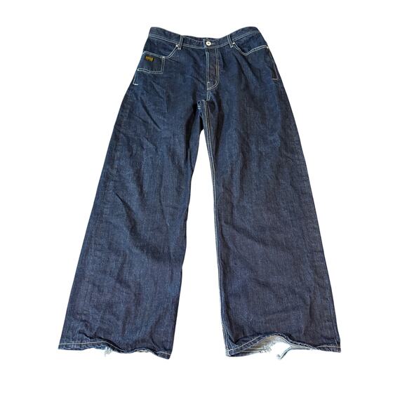 G-Star Originals Raw Denim BB Wide Pants Unisex Dark Wash Size 34W x 34L Y2K - Picture 2 of 13